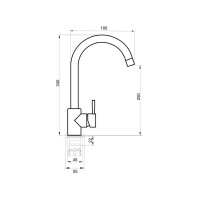 Смеситель РМС для кухни SUS124G- 017F, d35 мм