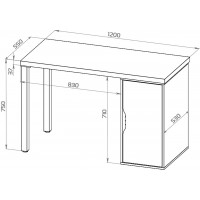 Ингар 1/ДВ/T стол письменный 120x75x55, дуб скандинавский/белый
