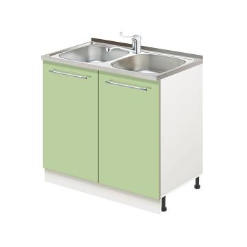 Комплект для кухни: Тумба-подстолье MODERN ALTO 800*600*820 фисташковый глянец  (к-т: мойка, сифон, смеситель, крепления) - Изображение 1