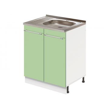 Комплект для кухни: (Тумба-подстолье MODERN ALTO 600*600*820 фисташковый глянец, мойка правосторонняя толщ. 0,6 мм, сифон, крепления) - Изображение 1